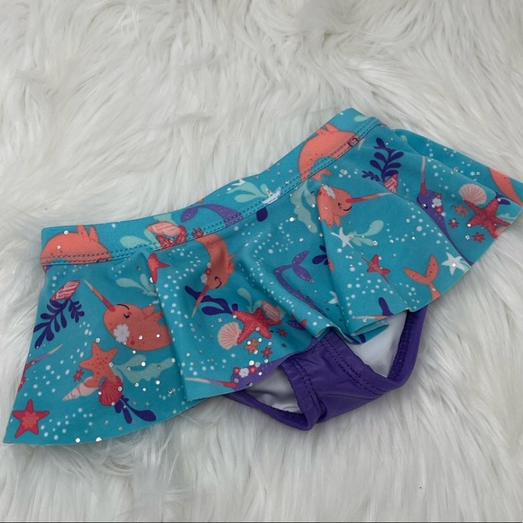 UV SKINS SUN WEAR TWO PIECE SWIM SUIT UPF 50 PURPLE WITH RUFFLE BOTTOMS SZ 2T - Picture 9 of 12